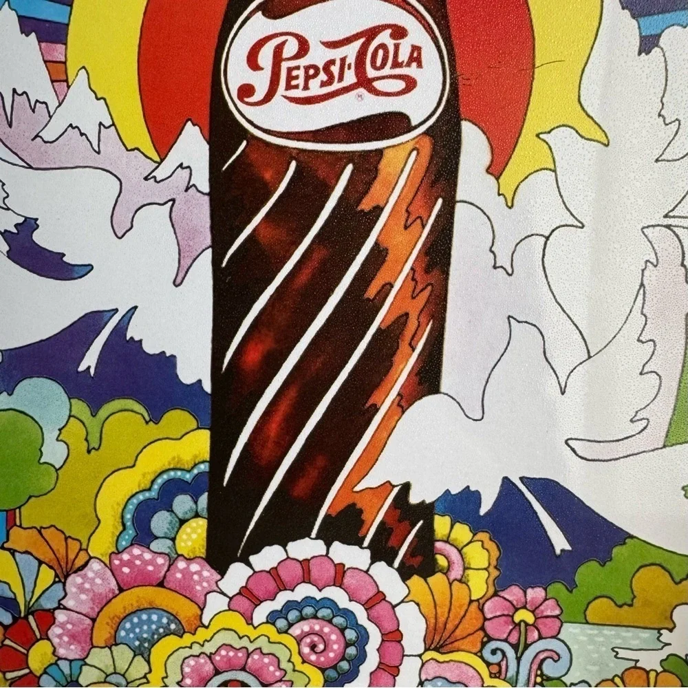 Metal colorful sunburst Pepsi cola sign